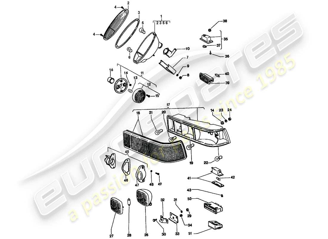 porsche 1971 (914) diagramma delle parti fanale posteriore