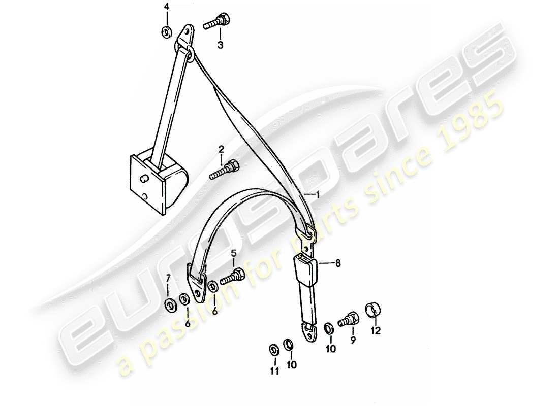 porsche 1993 (928) cintura di sicurezza diagramma delle parti
