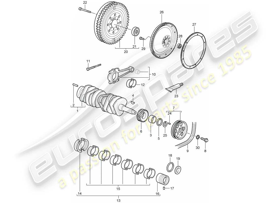porsche 2009 (997-2 gt3) albero a gomiti diagramma delle parti
