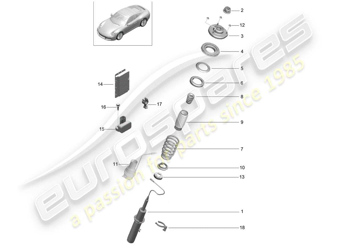 porsche 2017 (991-2) sospensione diagramma delle parti
