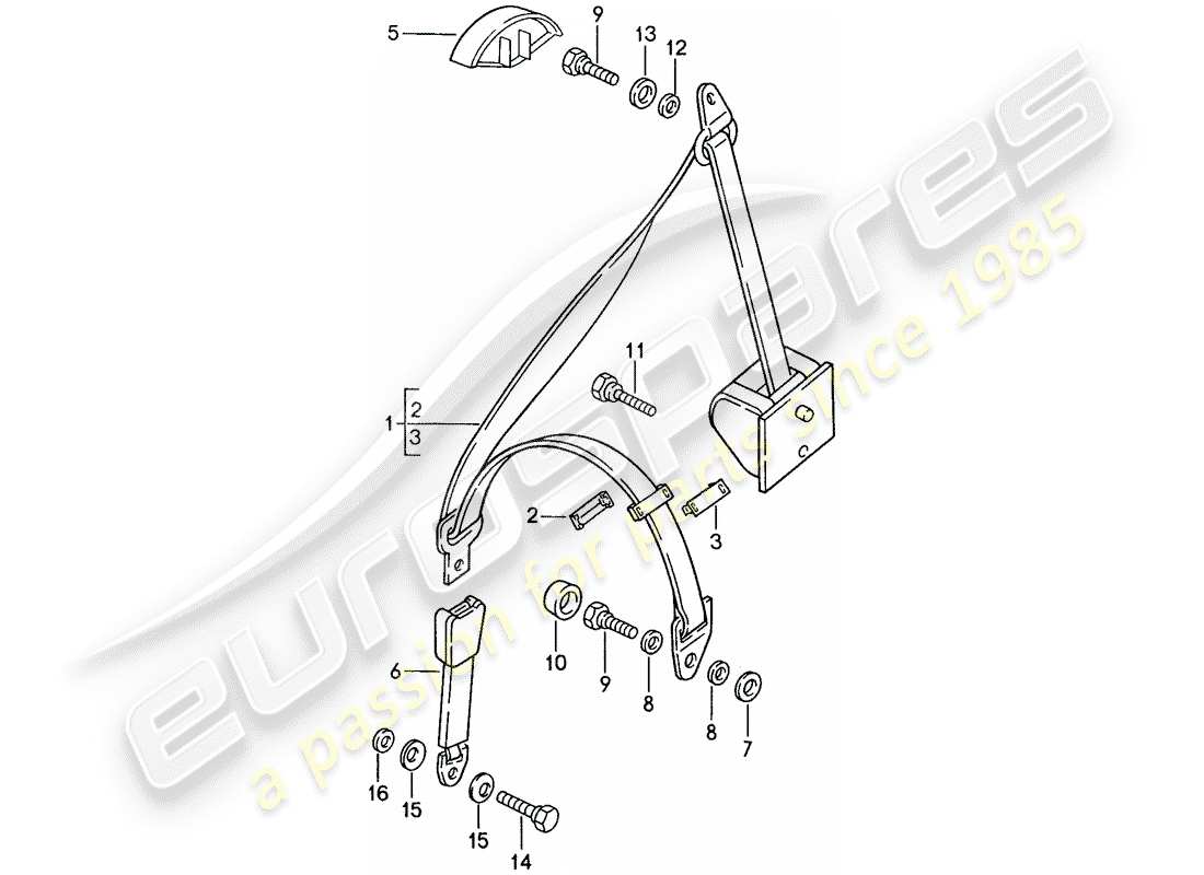 porsche 1990 (944) cintura di sicurezza diagramma delle parti