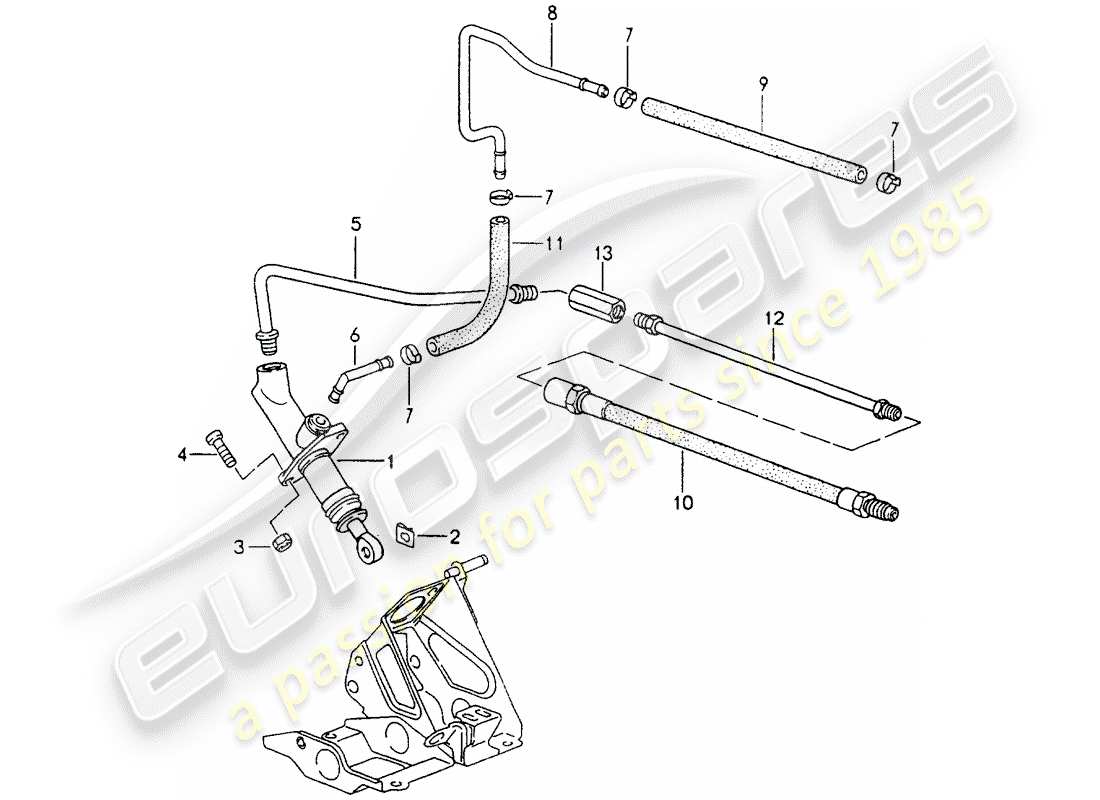 porsche 1990 (964) azionamento frizione - cilindro maestro frizione diagramma delle parti