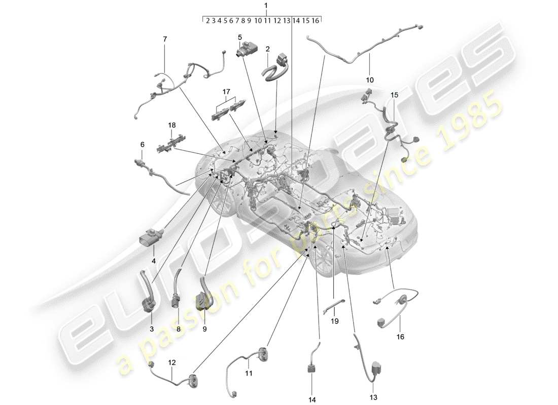 porsche 2012 (981 boxster) cablaggi diagramma delle parti