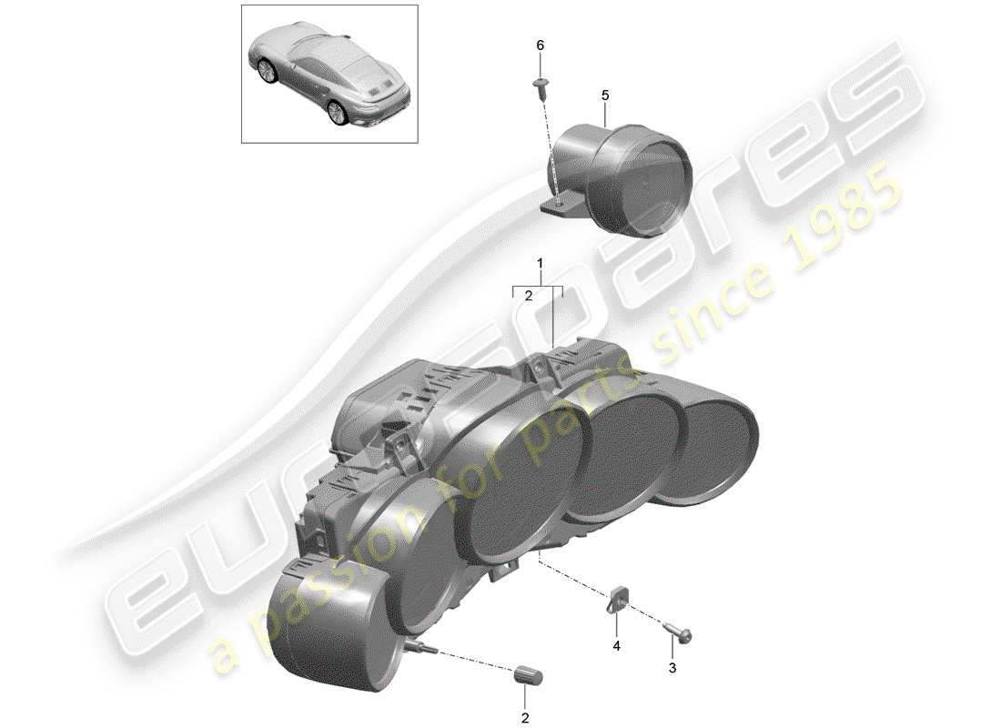 porsche 2014 (991-1 turbo) strumentazione diagramma delle parti