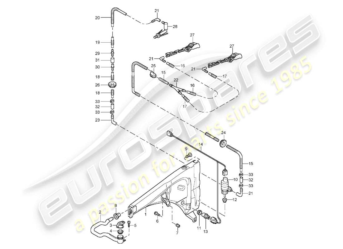 porsche 2003 (cayenne e1 9pa) impianto rondella diagramma delle parti