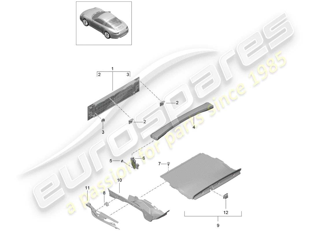 porsche 2019 (991-2) liner diagramma delle parti