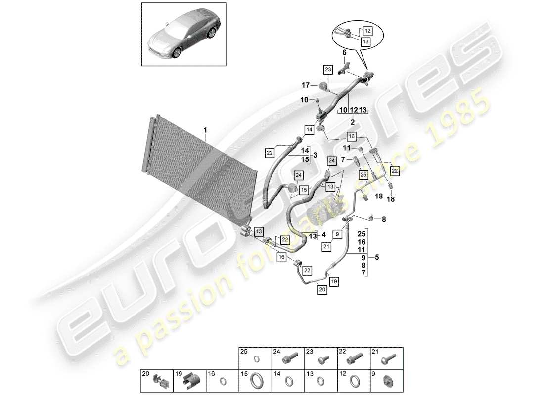 porsche 2017 (panamera 971-1) schema delle parti del circuito frigorifero