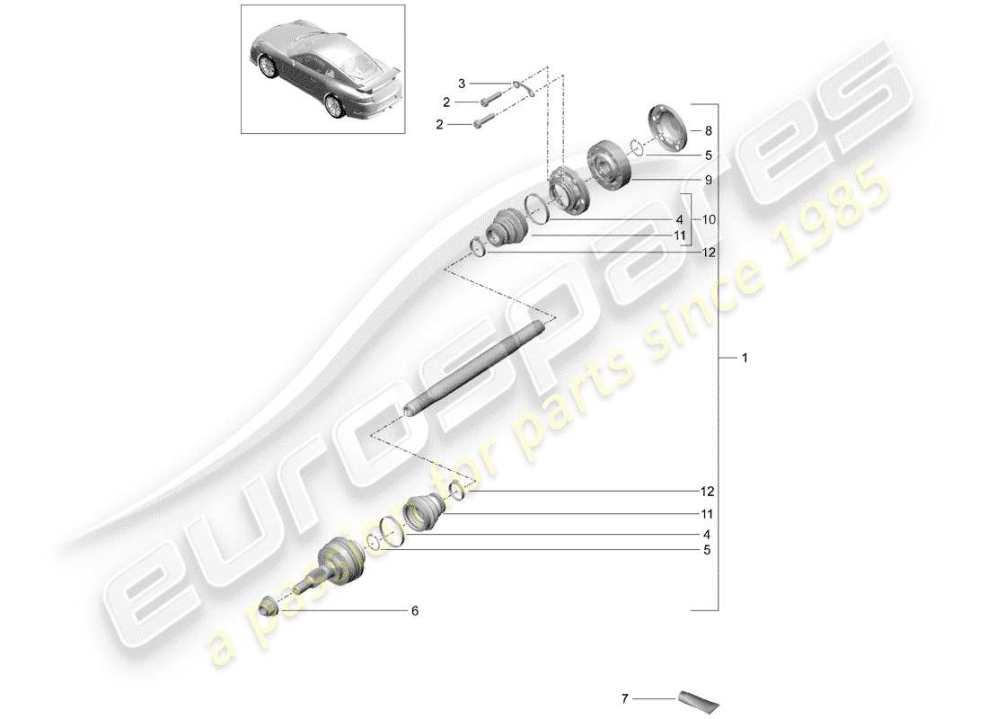 porsche 2017 (991-2 r/gt3/rs) albero di trasmissione diagramma delle parti