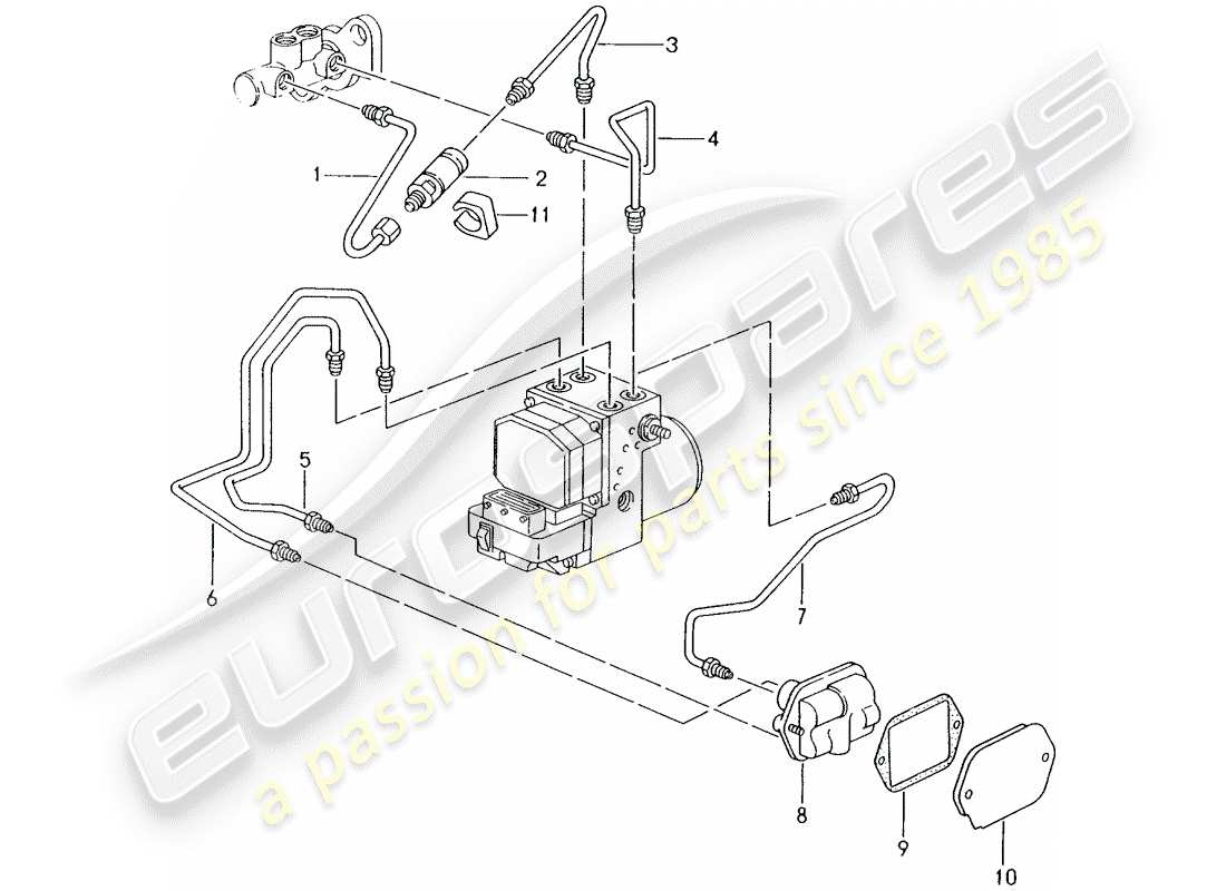 porsche 2004 (986 boxster) linea freno - estremità anteriore diagramma delle parti