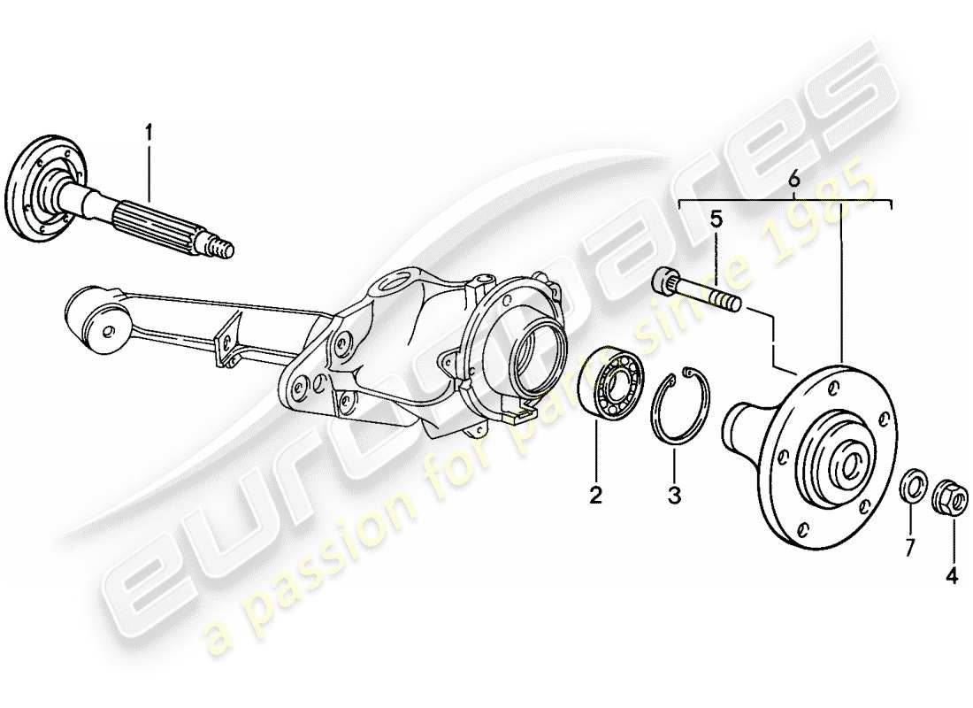 porsche 1986 (944) albero ruota posteriore - lubrificanti diagramma delle parti