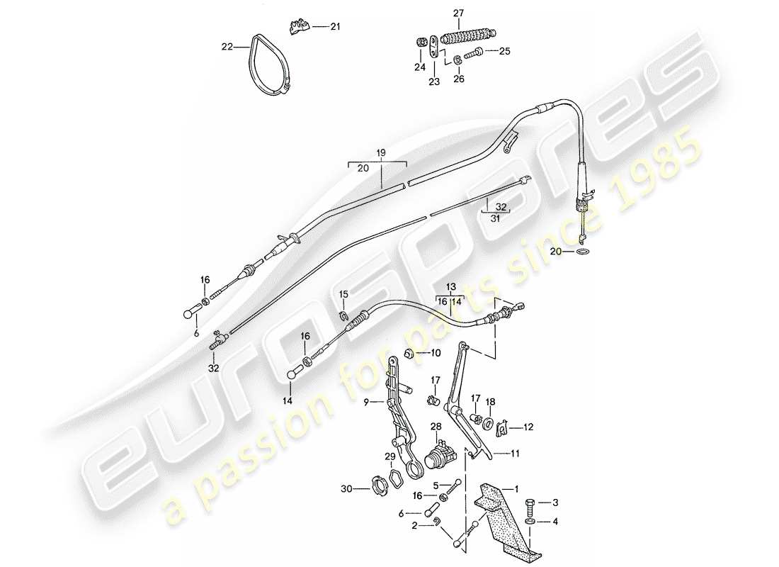 porsche 1989 (928) controllo dell'acceleratore diagramma delle parti