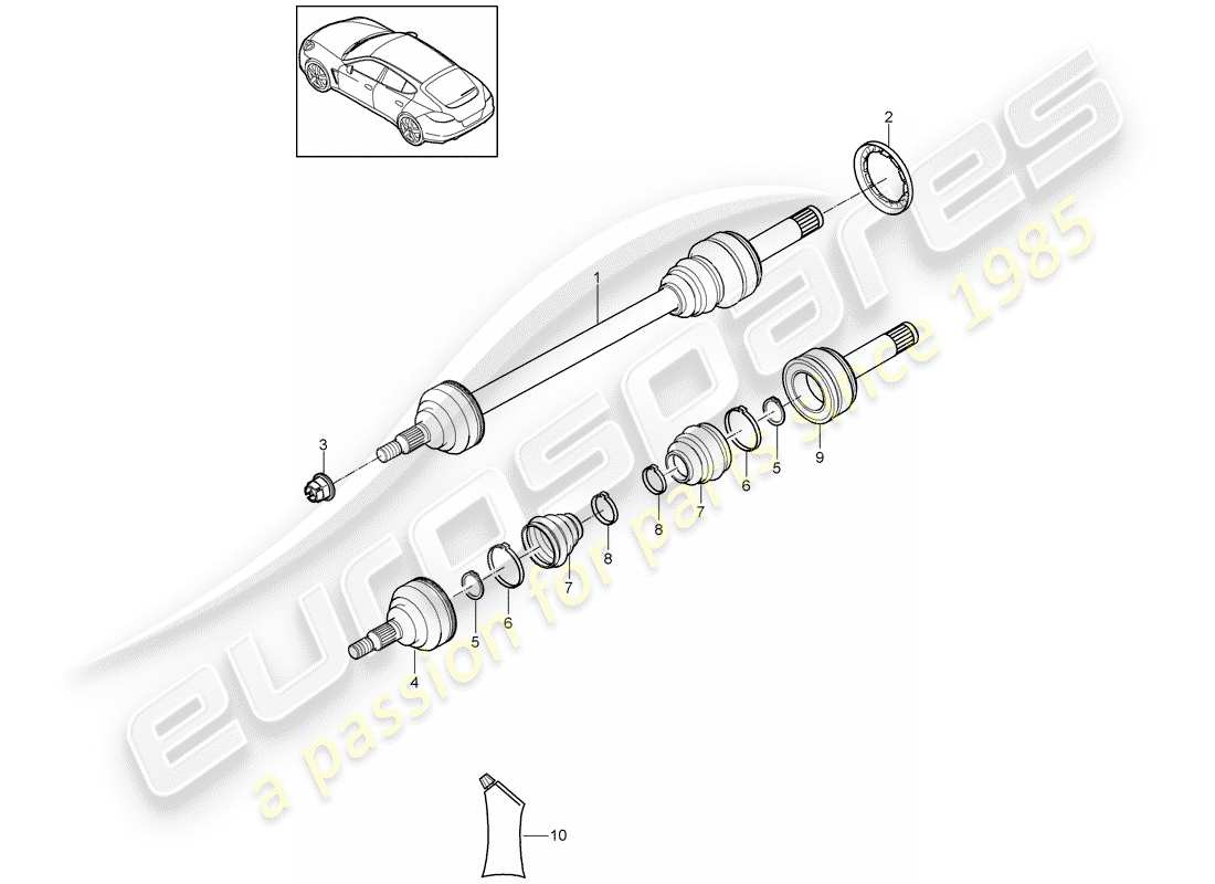 porsche 2016 (panamera 970) albero di trasmissione diagramma delle parti