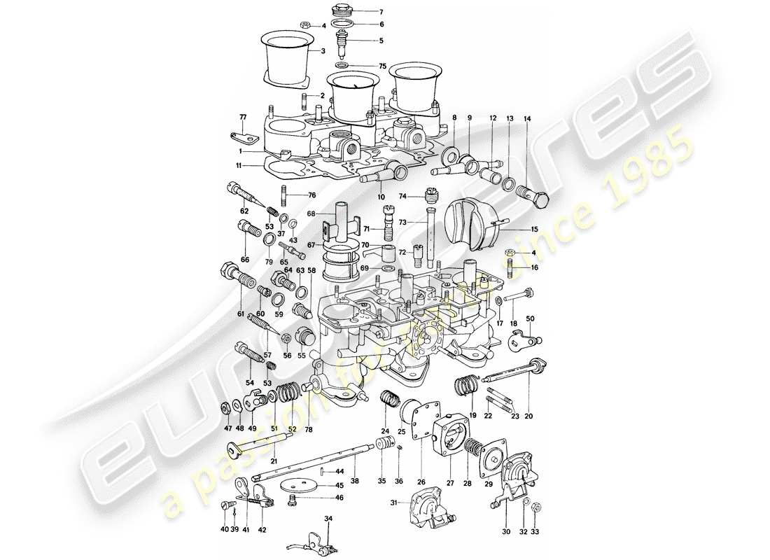 porsche 1975 (914) carburatore - materiale di riparazione diagramma delle parti