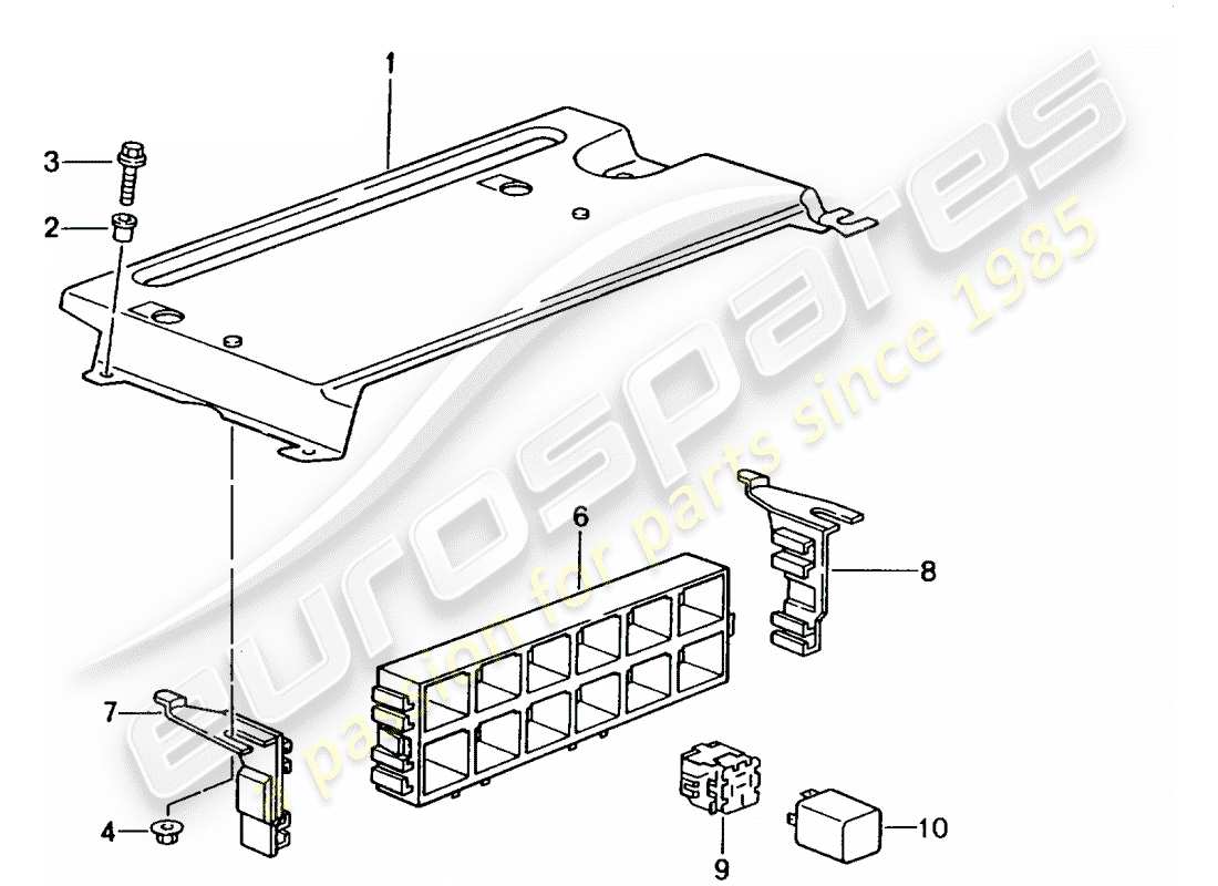 porsche 2004 (996 gt3) scatola fusibili/piastra rele' - estremita' posteriore schema parte