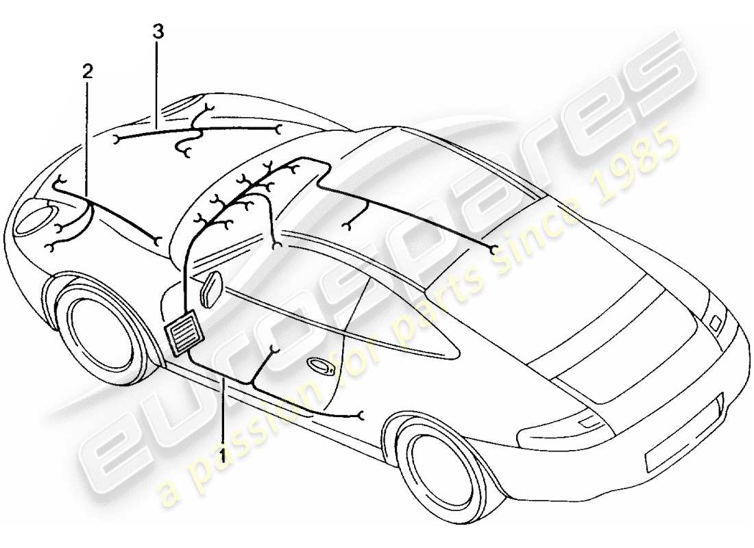 porsche 996 gt3 (2004) cablaggi - abitacolo passeggero - vano portaoggetti - vano bagagli anteriore - kit riparazione - impianto freno antibloccaggio -abs- - indicatore usura pastiglie freno - assale anteriore schema delle parti