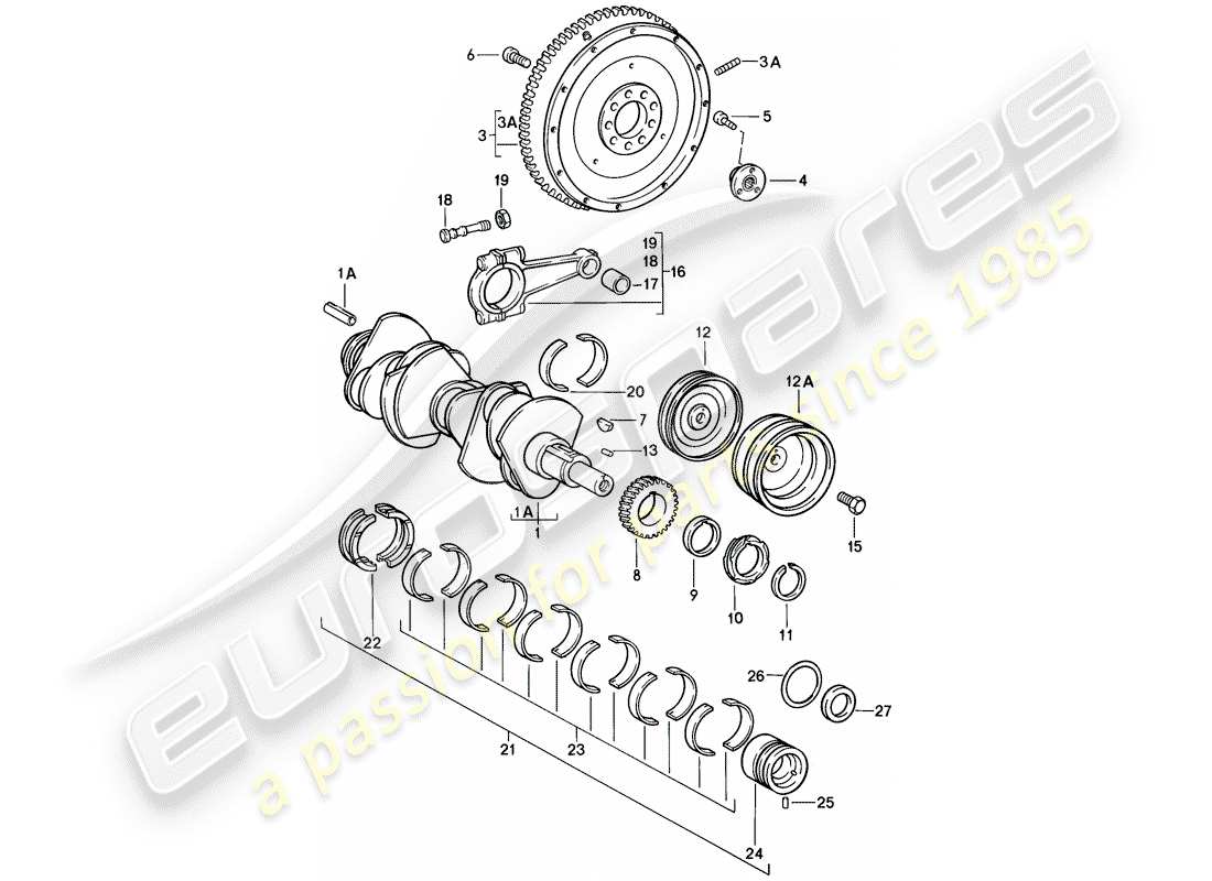 porsche 1986 (911) albero a gomiti diagramma delle parti