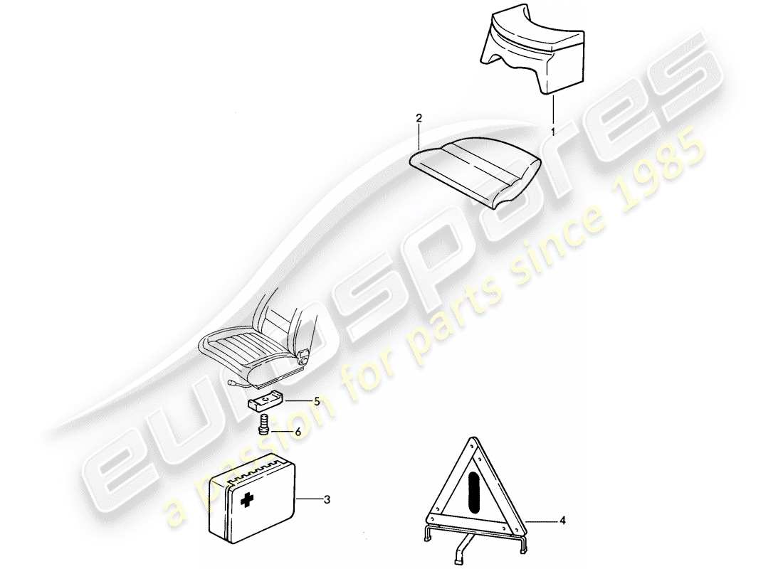 porsche 1986 (911) accessori - seggiolino bambino - telo copriveicolo diagramma delle parti