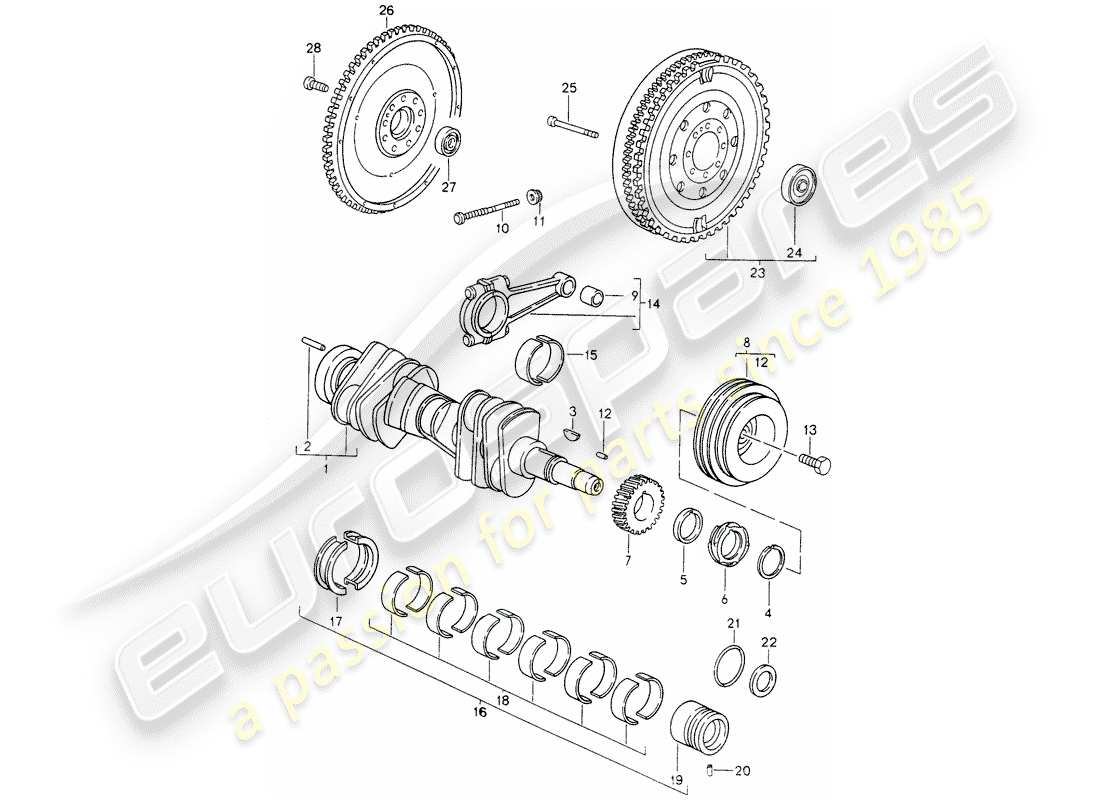 porsche 1994 (993) albero a gomiti diagramma delle parti