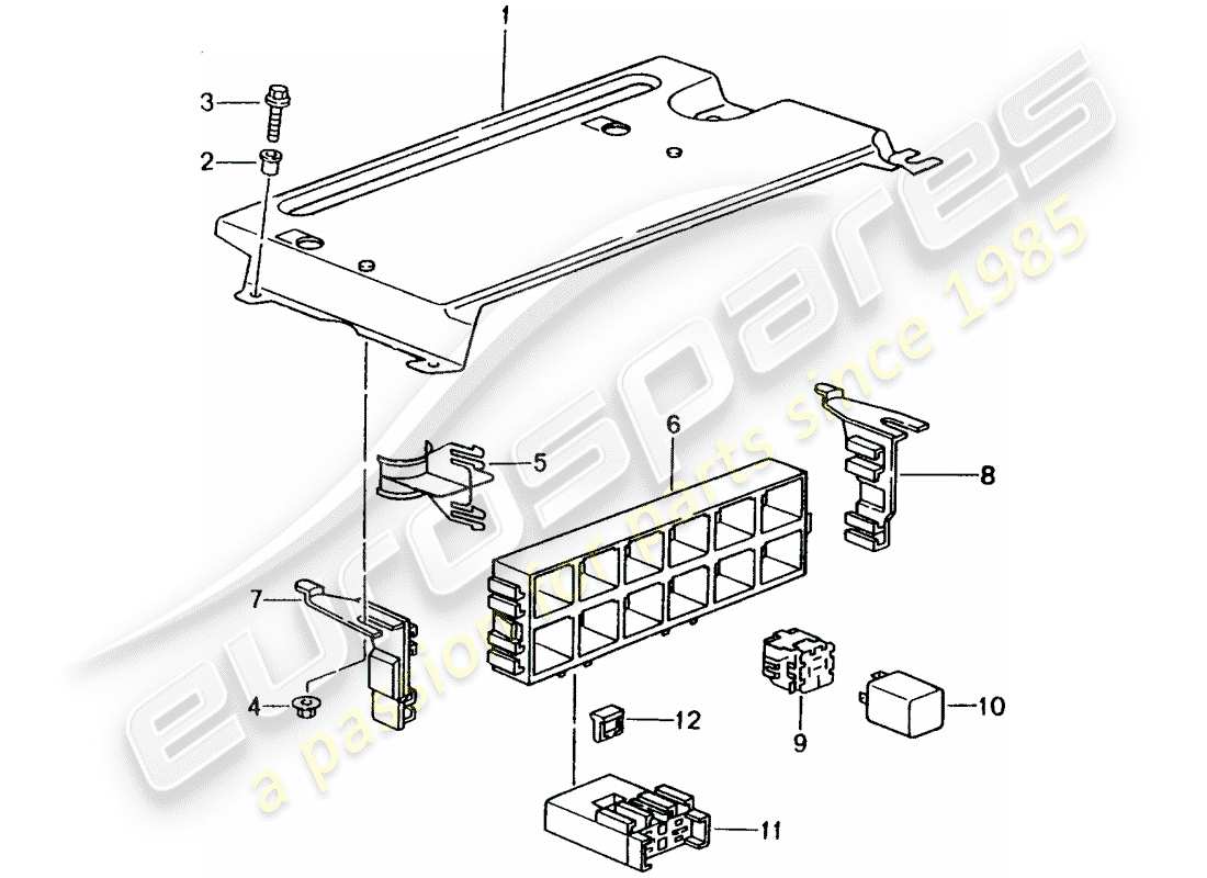 porsche 2000 (996) scatola fusibili/piastra rele' - estremita' posteriore diagramma delle parti