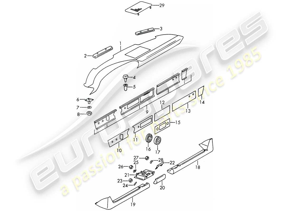 porsche 1966 (911/912) rivestimento del cruscotto - posacenere - copertura del rivestimento - d - mj 1969>> diagramma delle parti