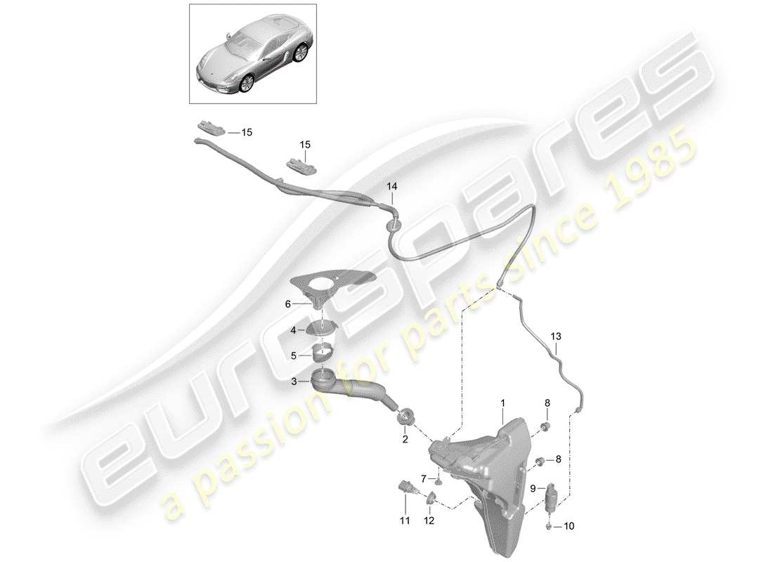 porsche 2015 (981 cayman) unita ' rondella del parabrezza schema delle parti