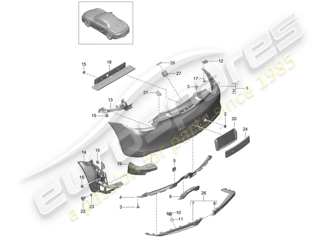 porsche 2015 (981 boxster) paraurti diagramma delle parti
