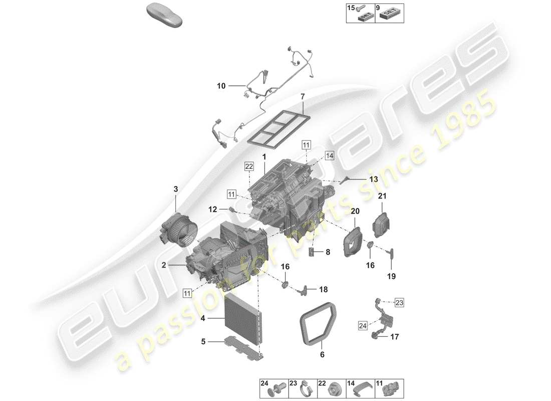 porsche 2020 (992-1) condizionatore diagramma delle parti