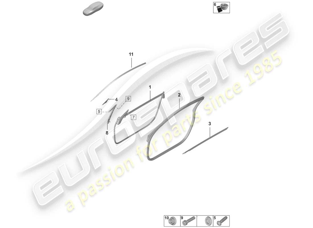 porsche 2020 (992-1) guarnizione della porta diagramma delle parti
