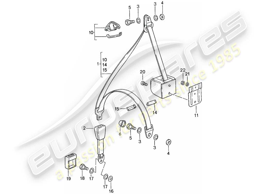 porsche 1988 (959) cintura di sicurezza diagramma delle parti