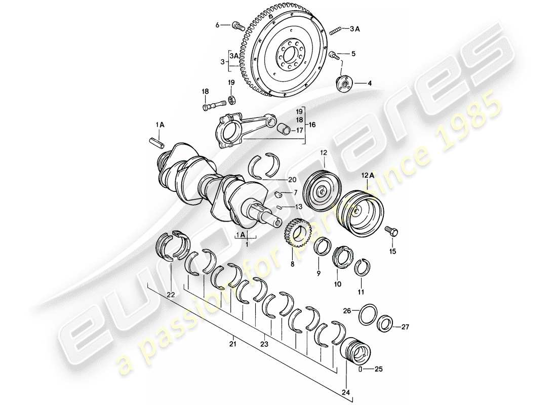 porsche 1987 (911) albero a gomiti diagramma delle parti