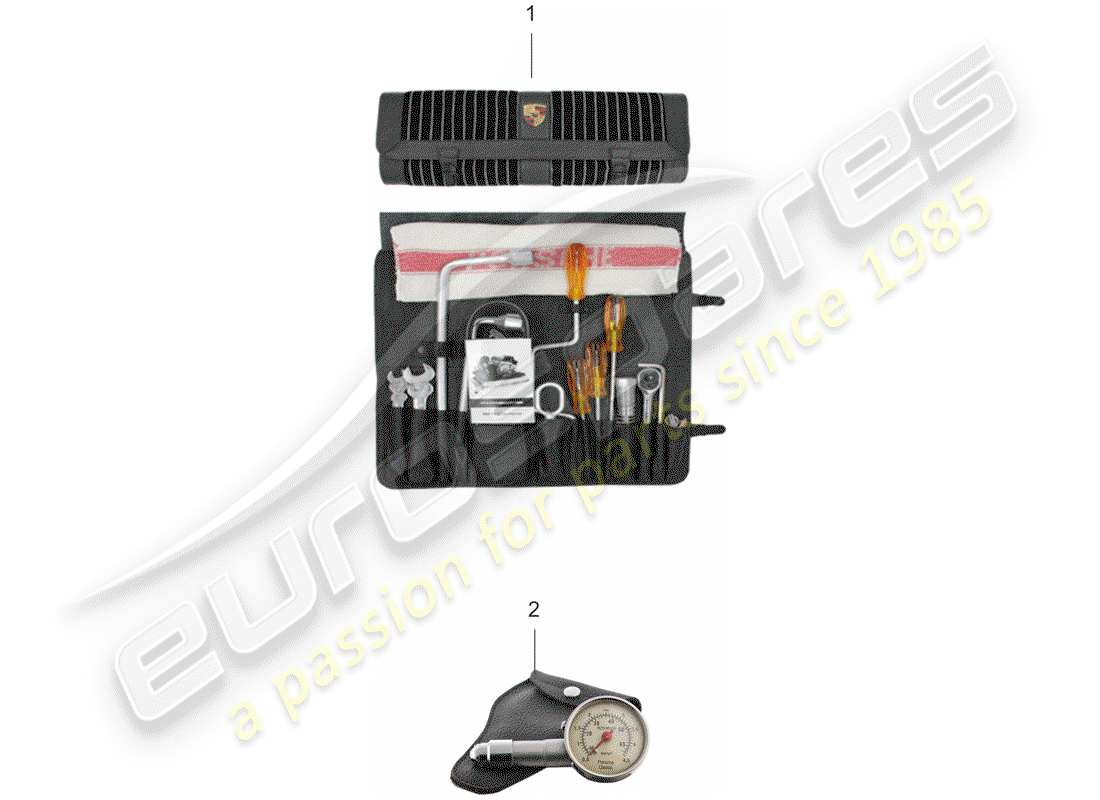 porsche 1987 (911) borsa kit attrezzi diagramma delle parti