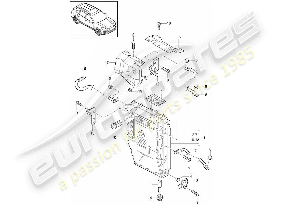porsche 2015 (cayenne e2 92a) ibrido diagramma delle parti