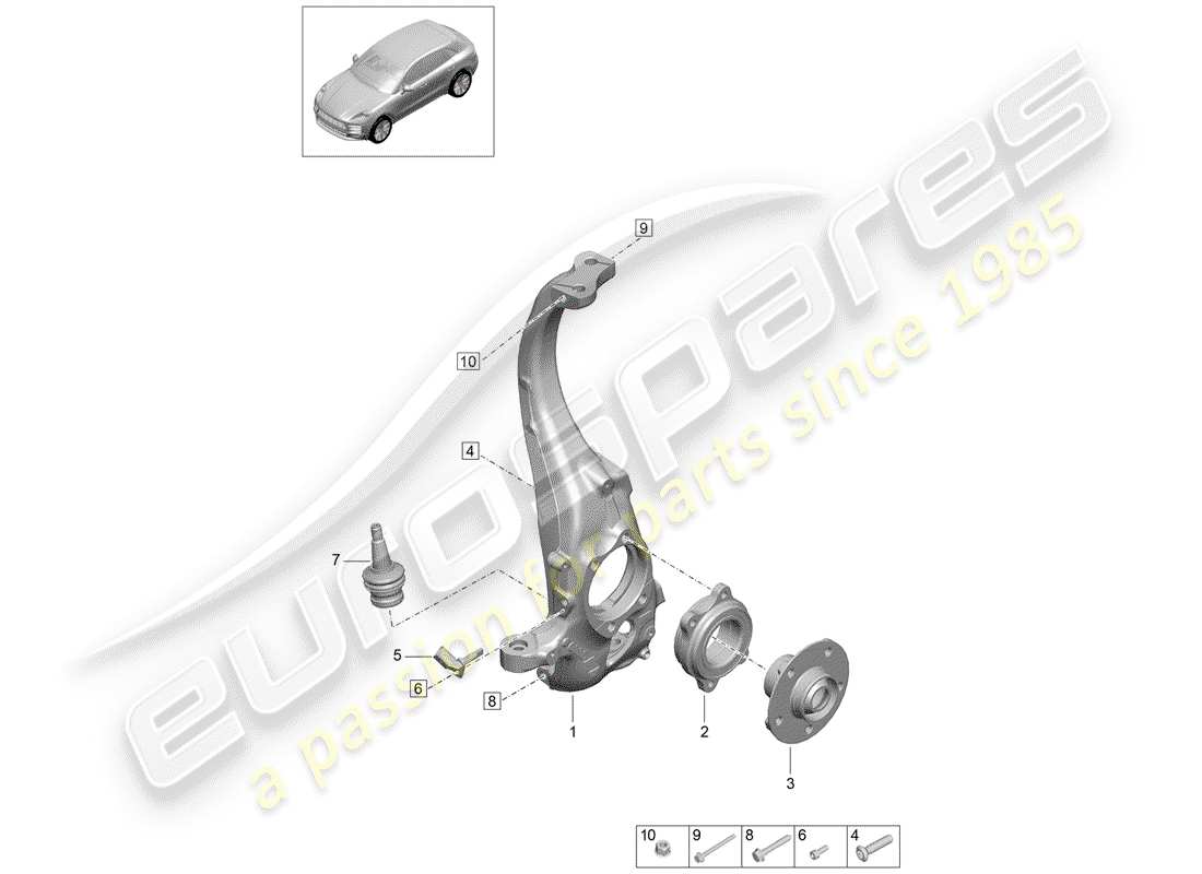 porsche 2019 (macan) cuscinetto del perno diagramma delle parti