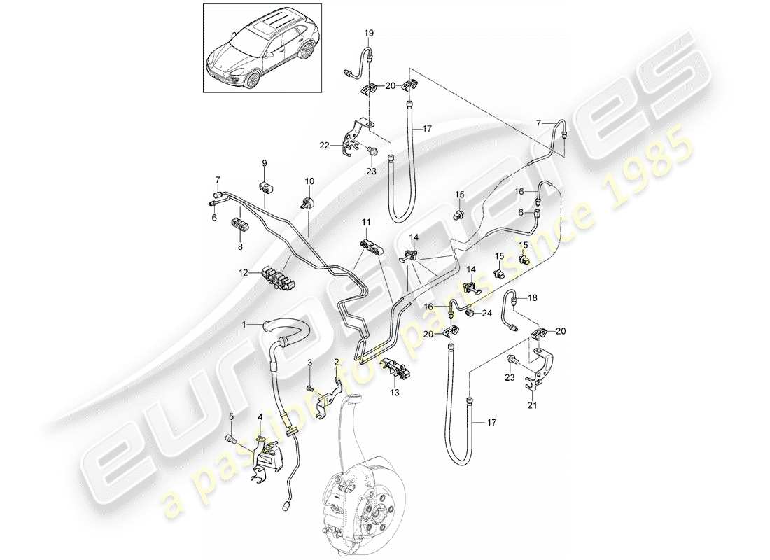 porsche 2013 (cayenne e2 92a) diagramma delle parti linea freno