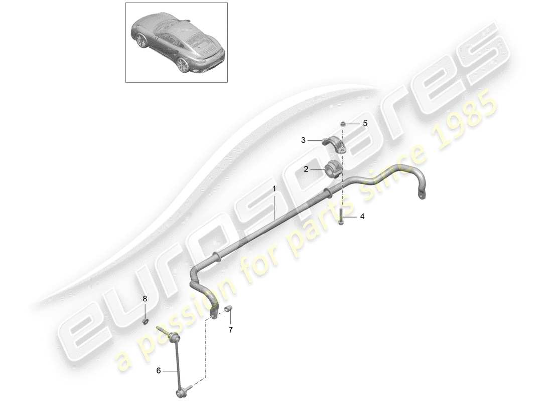 porsche 2016 (991-1 turbo) diagramma delle parti stabilizzatore