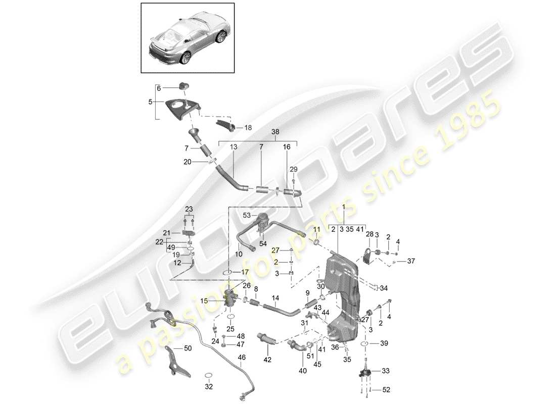 porsche 991r/gt3/rs (2020) motore (press. olio/lubrica.) schema delle parti