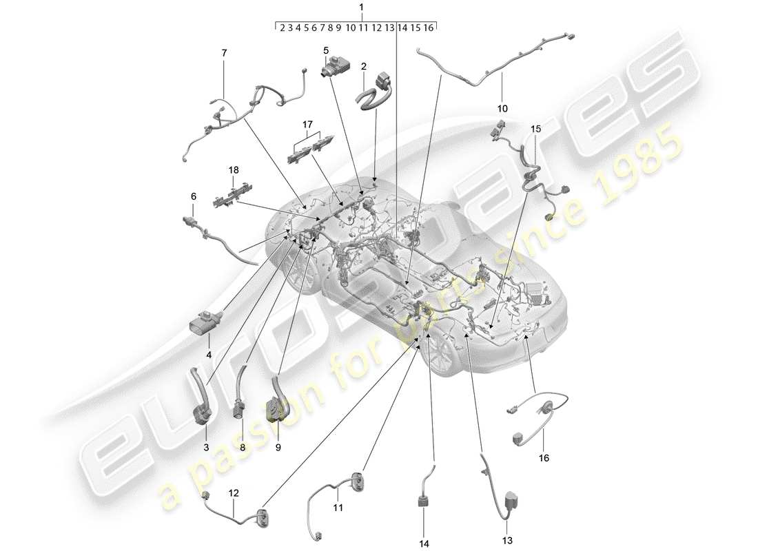 porsche 2015 (981 boxster) cablaggi diagramma delle parti