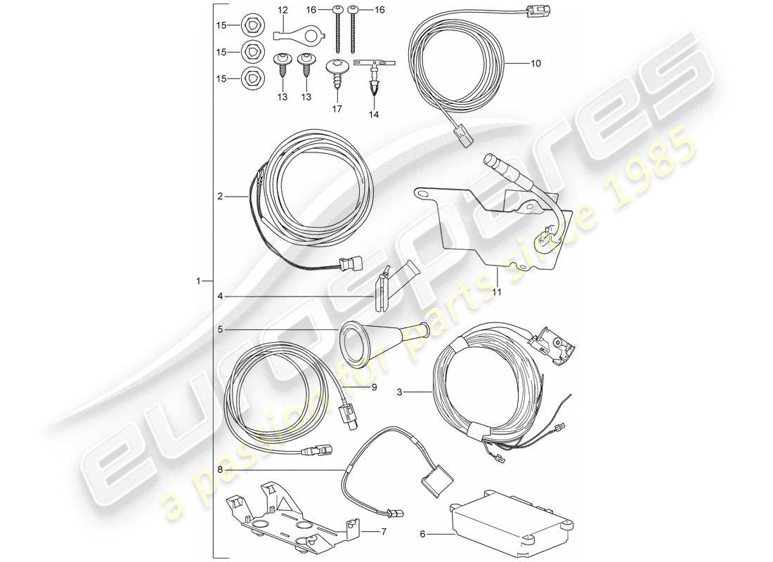 porsche 2014 (tequipment cayenne) schema delle parti del kit di installazione
