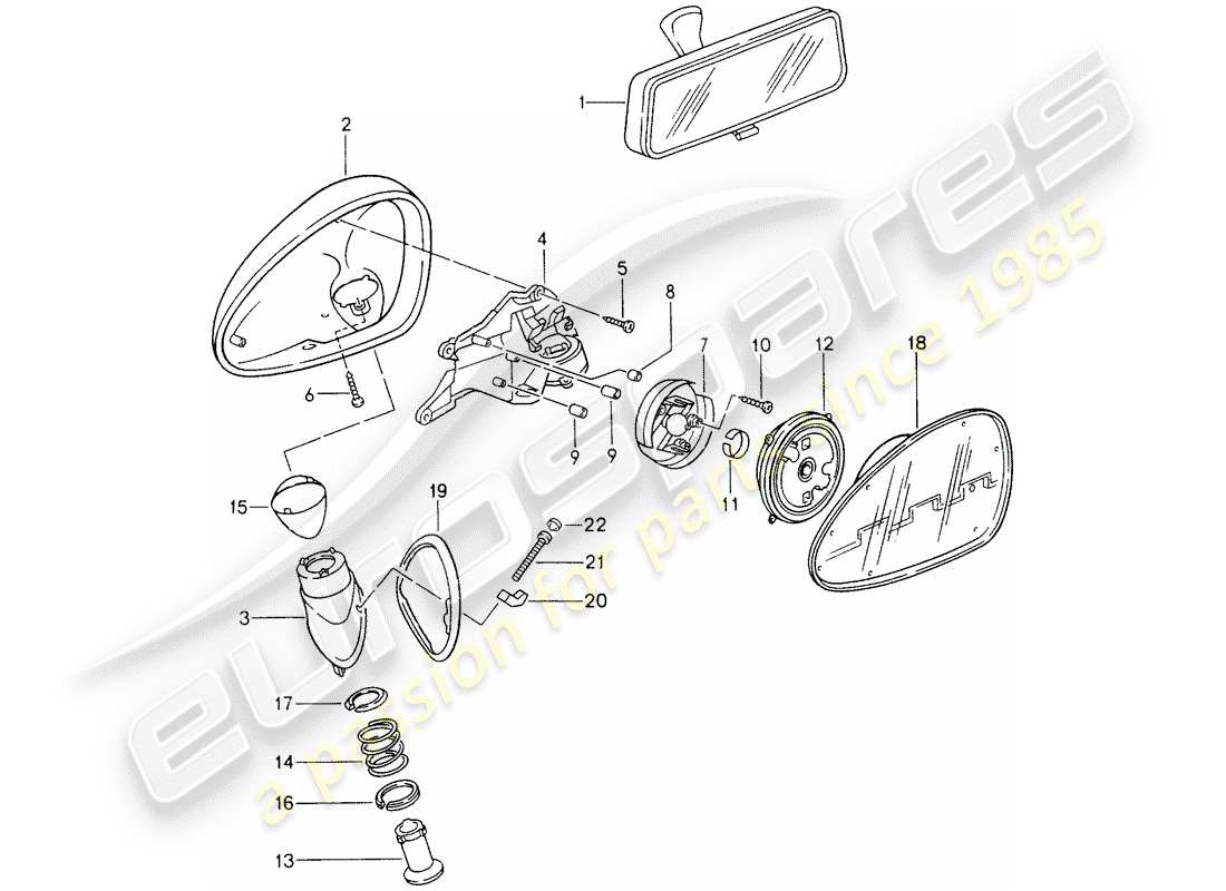 porsche 1994 (993) specchio retrovisore interno - specchio retrovisore schema delle parti