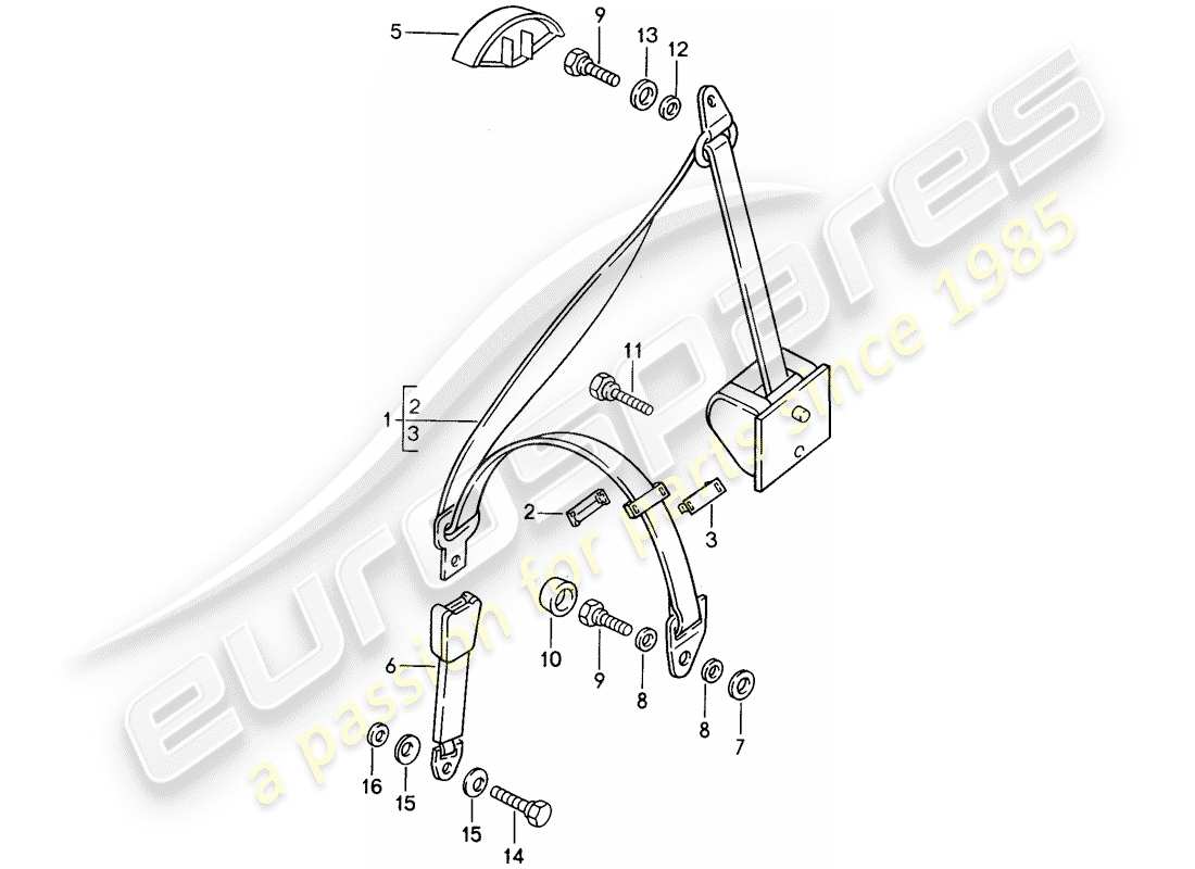 porsche 1994 (968) cintura di sicurezza diagramma delle parti