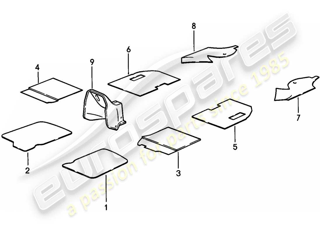 porsche 1977 (924) assorbitore acustico diagramma delle parti