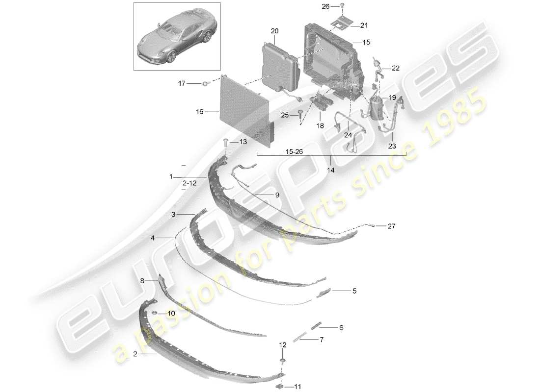 porsche 2014 (991-1 turbo) spoiler anteriore diagramma delle parti