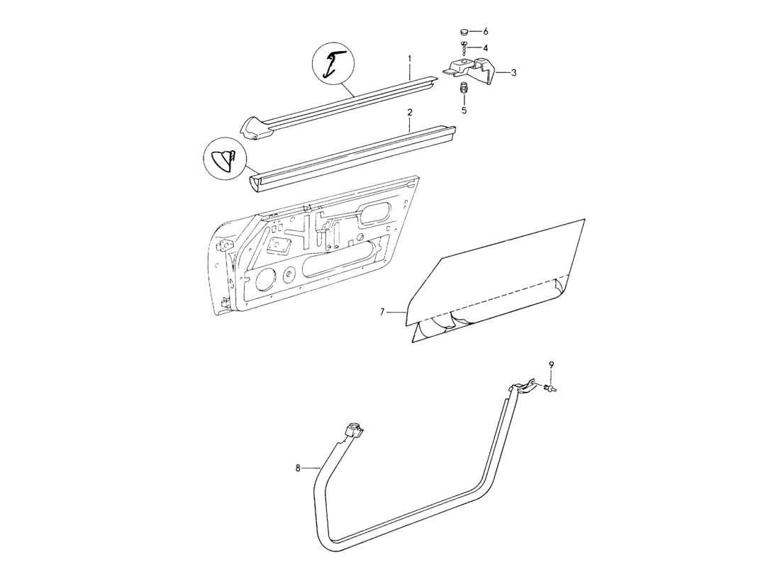 porsche 1994 (964) striscia di tenuta - porte diagramma delle parti