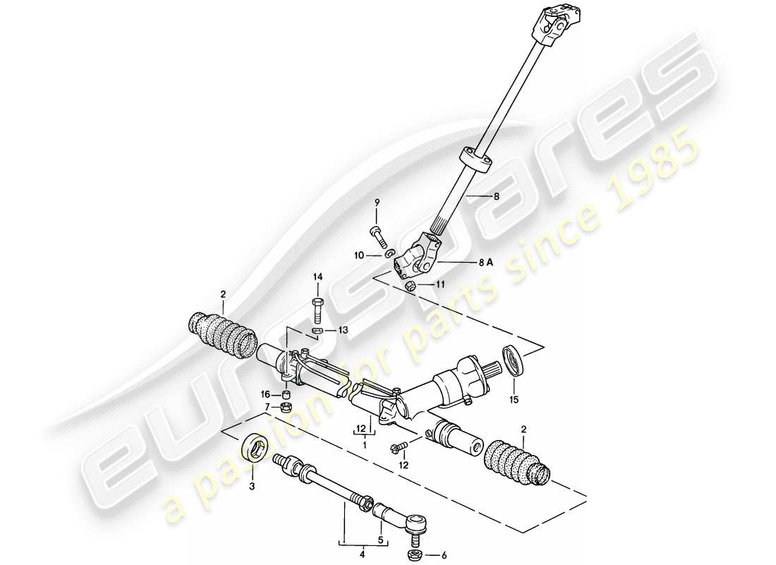 porsche 1986 (928) sterzo - tirante diagramma delle parti