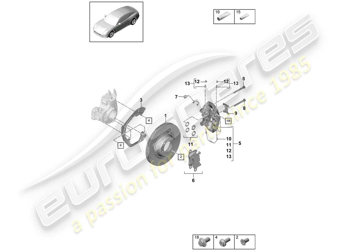 porsche 2020 (panamera 971-1) freni a disco diagramma delle parti