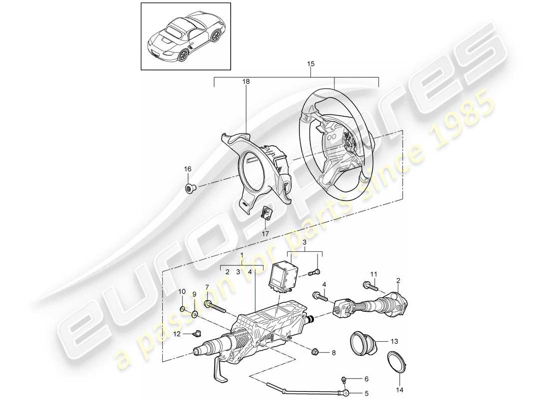 porsche 2012 (987 boxster) tubo protettivo sterzo diagramma delle parti