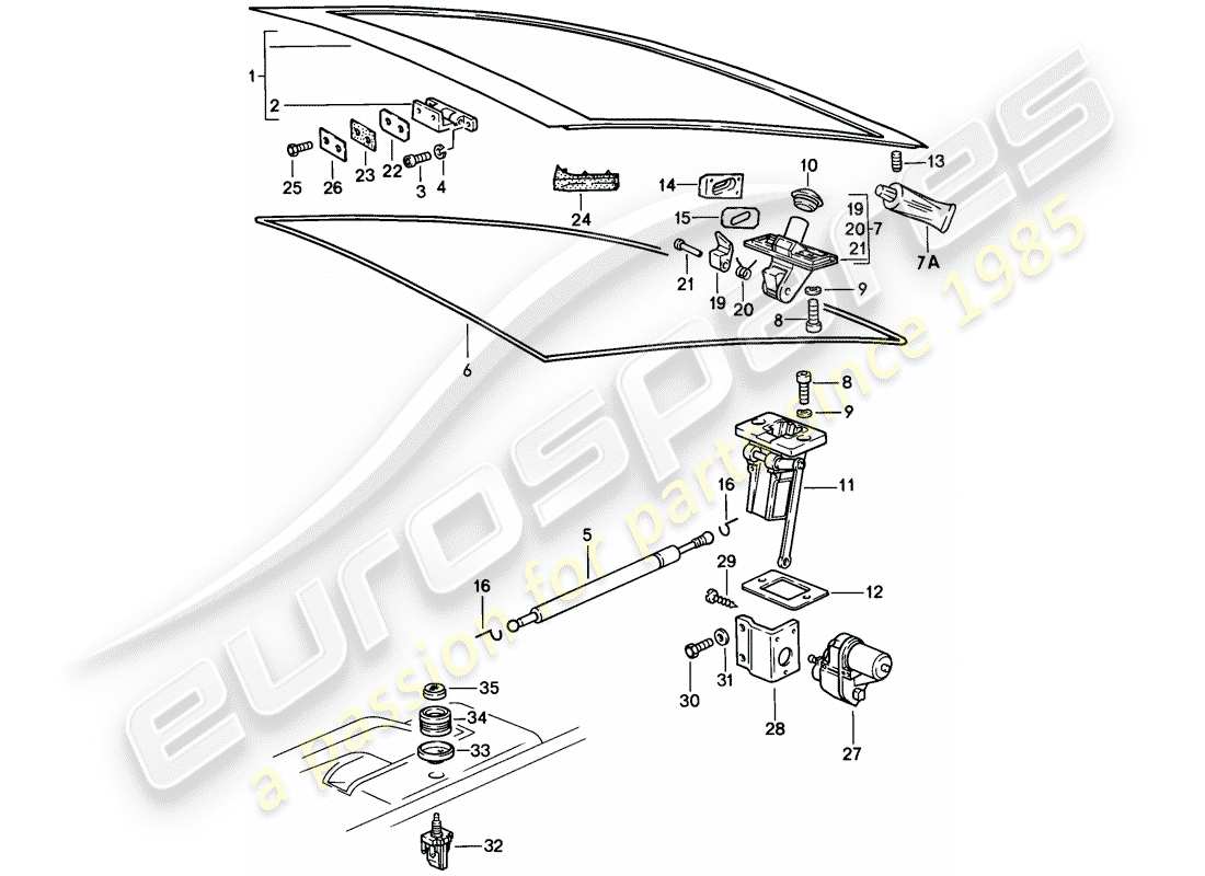 porsche 1984 (928) copertura - elementi di fissaggio diagramma delle parti