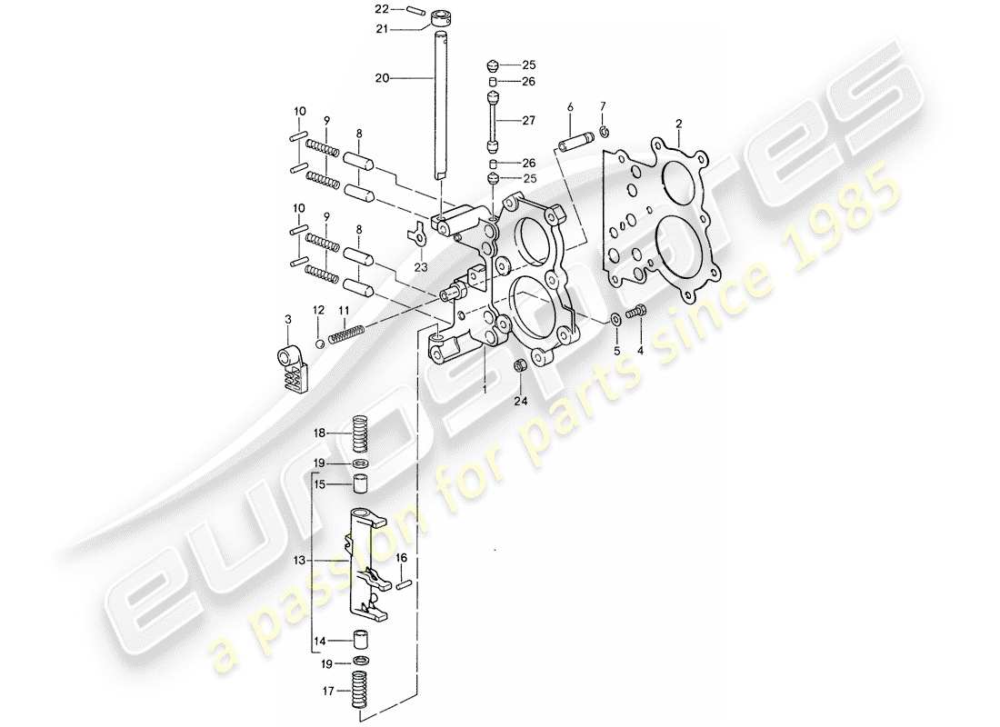 porsche 1987 (959) piastra di tensionamento - dispositivo di blocco del comando del cambio diagramma delle parti