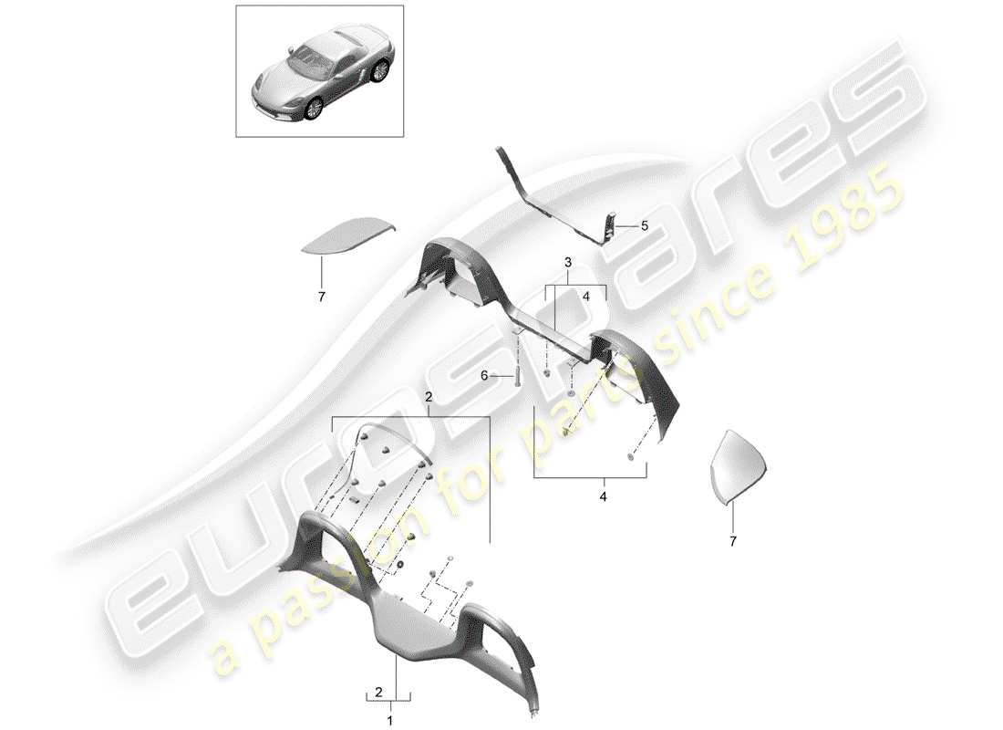 porsche 2020 (718 boxster) finiture diagramma delle parti