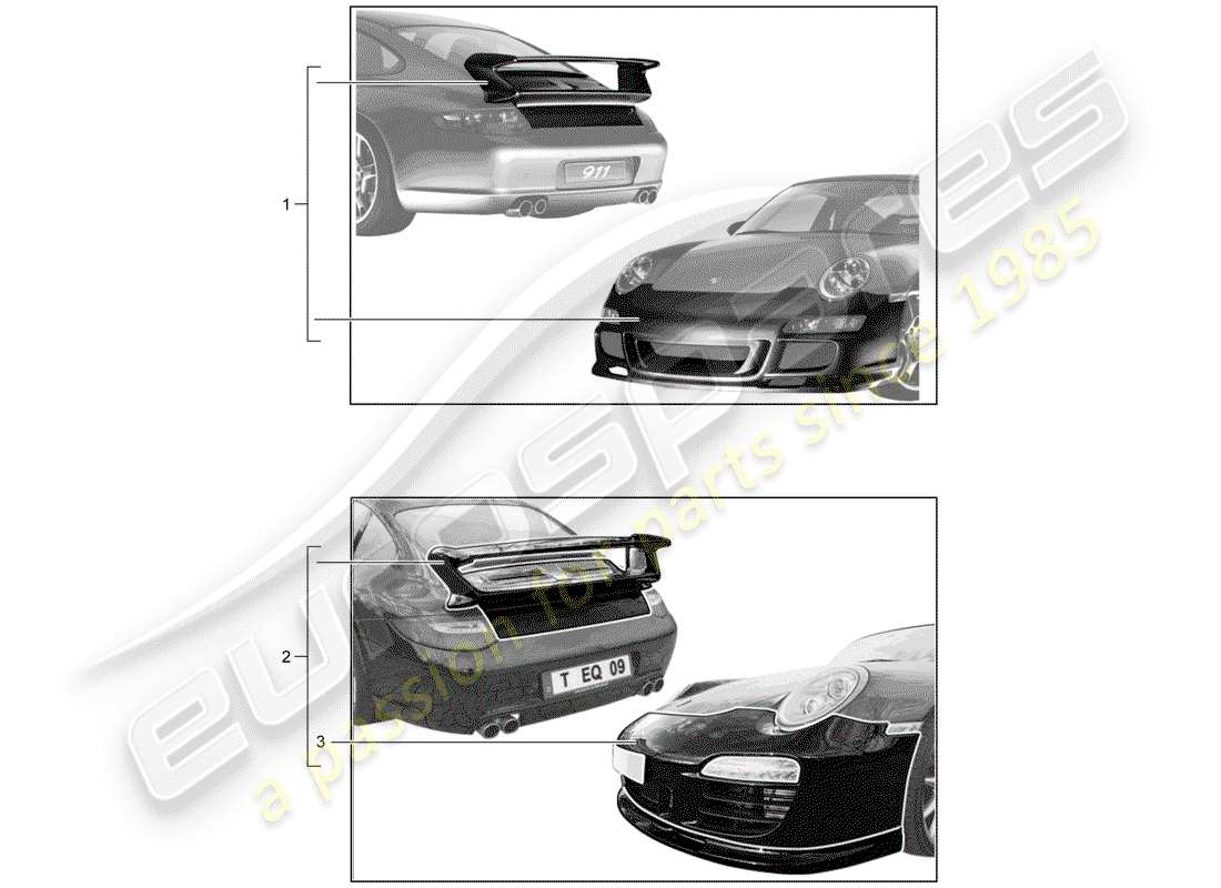 porsche 2011 (tequipment) diagramma delle parti aerokit